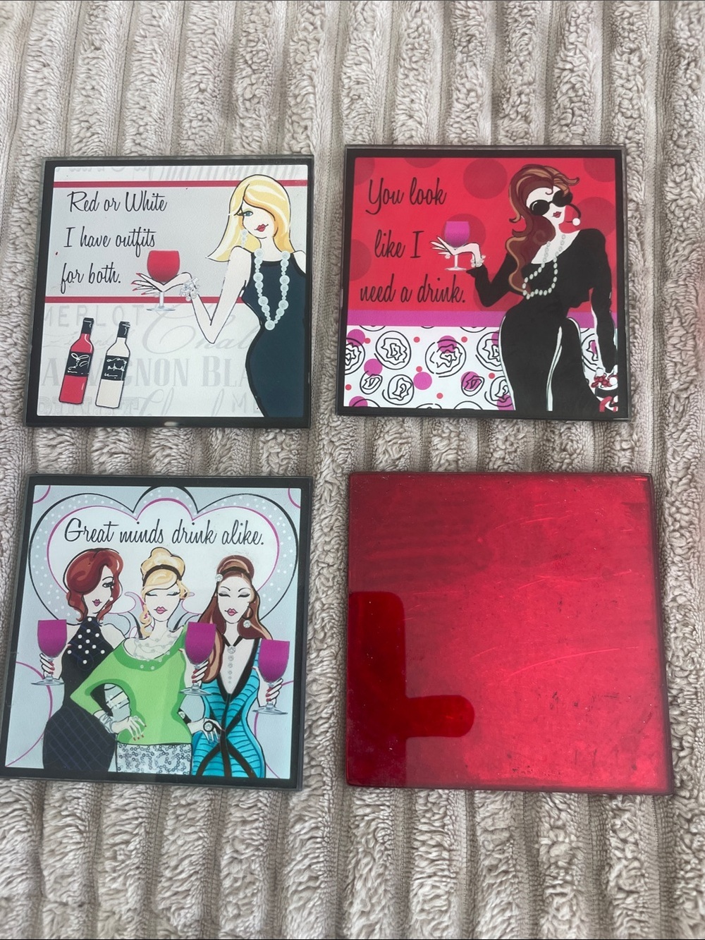Set of 4 Decorative Wine Coasters